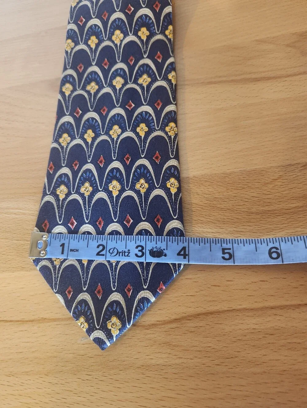 Vintage Lands End Silk Tie Navy Paisley Foulard Preppy Classic Made in USA